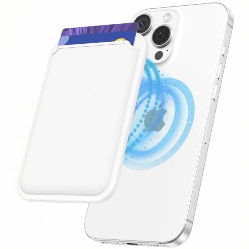 LoeoeL Magnetic Phone Wallet Compatible with Magsafe Wallet, Silicone ID Credit Card Holder Wallets for Back of Phone Pocket, Slim Thin Pouch Sleeve Wallets for iPhone Samsung Pixel, White - color: White