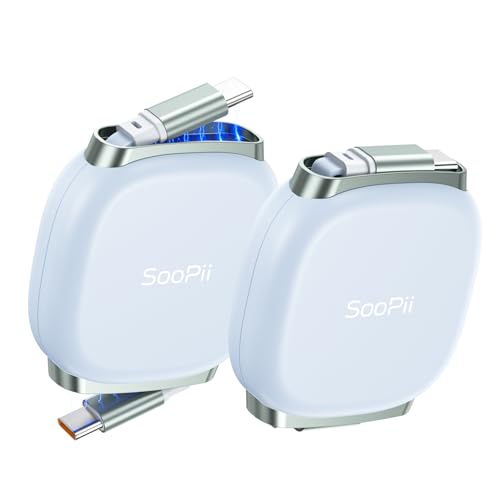 SOOPII 240W Retractable USB C Cable with Mag Snap Storage (2Pack 3.3FT) - color: Blue, size: 3.3FT-2Pack