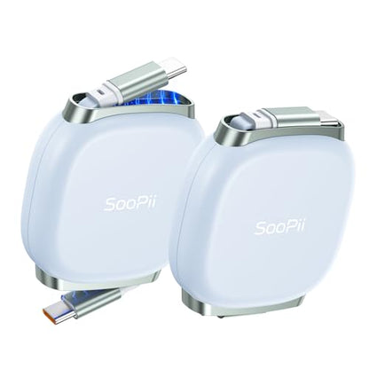 SOOPII 240W Retractable USB C Cable with Mag Snap Storage (2Pack 3.3FT) - color: Blue, size: 3.3FT-2Pack