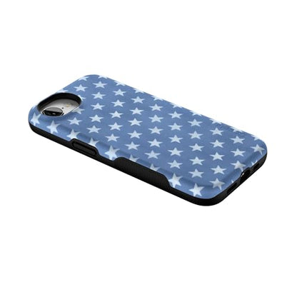 Casely iPhone 16e Case | Coastal Blues | Denim Stars | Bold Protective Design | Compatible with MagSafe - color: Coastal Blues | Denim Stars