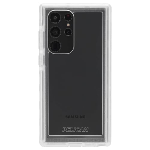 Pelican Voyager Series - Samsung Galaxy S22 Ultra Case [Wireless Charging Compatible] [Anti-Yellowing] Heavy Duty Phone Case with Belt Clip Holster Kickstand [18FT MIL-Grade Drop Protection] - Clear