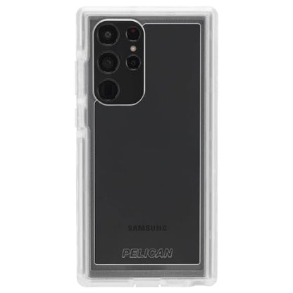Pelican Voyager Series - Samsung Galaxy S22 Ultra Case [Wireless Charging Compatible] [Anti-Yellowing] Heavy Duty Phone Case with Belt Clip Holster Kickstand [18FT MIL-Grade Drop Protection] - Clear