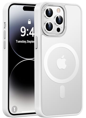 Newfuture Magnetic for iPhone 14 Pro Max Case Shockproof, Frosted White | Military Drop Protection, Slim Matte Anti-Fingerprint, Compatible with Magsafe, Camera Guard, Translucent Protective Cover - color: Frosted White, size: iPhone 14 Pro Max 6.7 inch