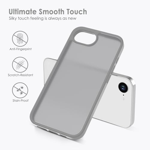 TENOC Phone Case Compatible with iPhone SE (2nd 2020 and 3rd 2022 Generation) & iPhone 7 & iPhone 8, Dark Gray Case Translucent Protective Bumper Matte Hard Back Cover for 4.7 Inch - color: Dark Gray, size: iPhone 7/8/SE