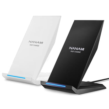 NANAMI Fast Wireless Charger 2 Pack, Nightstand Wireless Charging Stand - color: White&Black