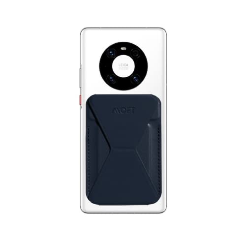 MOFT Reusable Adhesive 4-in-1 Cell Phone Grip, Phone Stand, Card Holder, Adjustable Viewing Angles, Thin Design with Grip to be Held for All iPhone Android Smartphones (Dark Blue) - color: dark blue