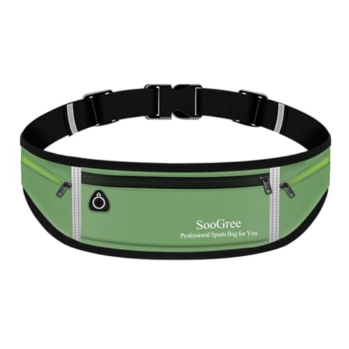 SooGree Slim Running Belt Sport Fanny Pack for Women Men,Reflective Waist Pack Runner Pouch Belt, Zipper Waterproof Running Phone Holder Jogging Pouch for Phone Money (GSP8806 Green) - color: GSP8806 Green