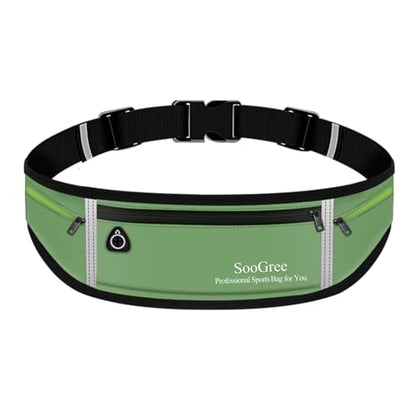 SooGree Slim Running Belt Sport Fanny Pack for Women Men,Reflective Waist Pack Runner Pouch Belt, Zipper Waterproof Running Phone Holder Jogging Pouch for Phone Money (GSP8806 Green) - color: GSP8806 Green