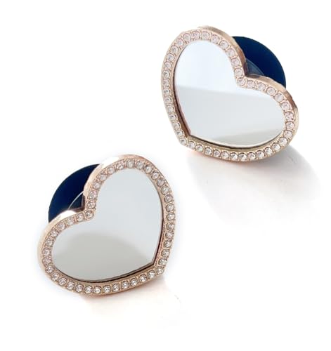 Cute Glitter Mirror Phone Grip Expanding Kickstand for Cellphone Grip Holder Universal Rotatable (Love Heart Mirror)
