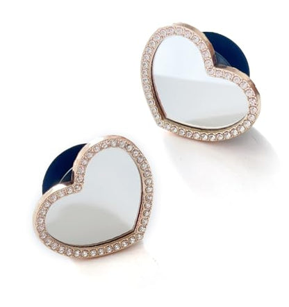 Cute Glitter Mirror Phone Grip Expanding Kickstand for Cellphone Grip Holder Universal Rotatable (Love Heart Mirror)