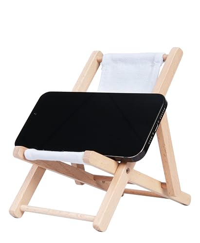 Foldable Wooden Cell Phone Stand, Phone Holder for Desk - color: White