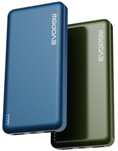 2-Pack Portable Charger, 10000mAh Power Bank, Battery Pack, Battery Bank - color: Blue&Army green