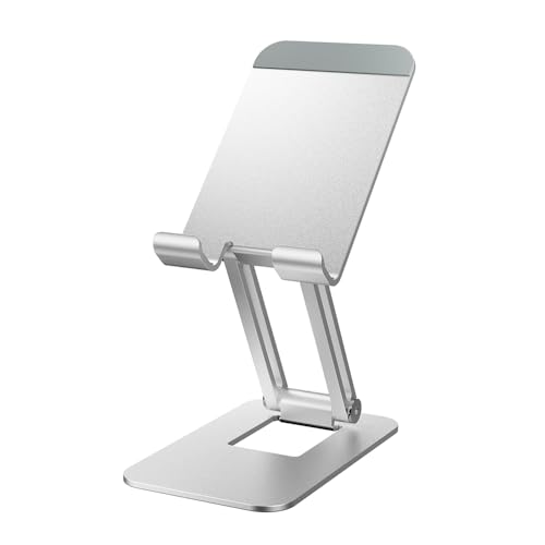Phone Stand Holder for Desk Cell Phone iPhone 16 17 18 Pro Max Adjustable Foldable Portable Metal Desktop Office Table Bedside Nintendo Switch 2 Airplane Travel