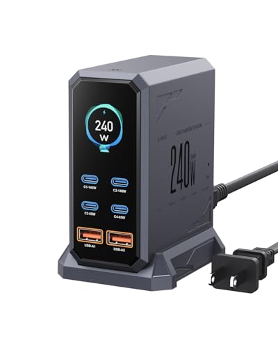 240W USB C Charger Block,ASOMETECH 6 Ports USB Charging Station