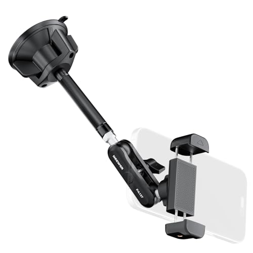 NEEWER Phone Holder for Your Car, 360° Rotating Vacuum Suction Cup Metal Cell Phone Mount Extended Magic Arm Compatible with iPhone Samsung for Windshield Skylight Navigation Video Recording, PA137