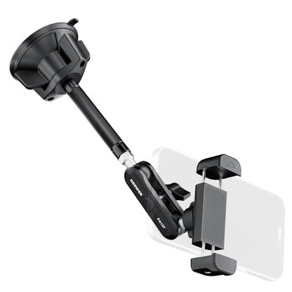 NEEWER Phone Holder for Your Car, 360° Rotating Vacuum Suction Cup Metal Cell Phone Mount Extended Magic Arm Compatible with iPhone Samsung for Windshield Skylight Navigation Video Recording, PA137