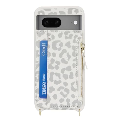 Cavor Compatible with Google Pixel 7 Case Wallet, Leopard White - color: Leopard White, size: Google Pixel 7