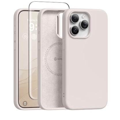 GONEZ Magnetic for iPhone 15 Pro Case, Silicone Cover Stone - color: A-Stone, size: Iphone 15 Pro