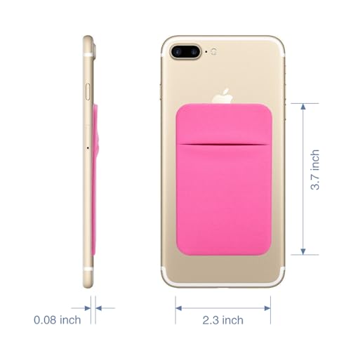 Costyle 4 Pack Slim Adhesive Cell Phone Card Holder Pocket Back of Phone - color: Pink, Gray, Mint Green, Rose