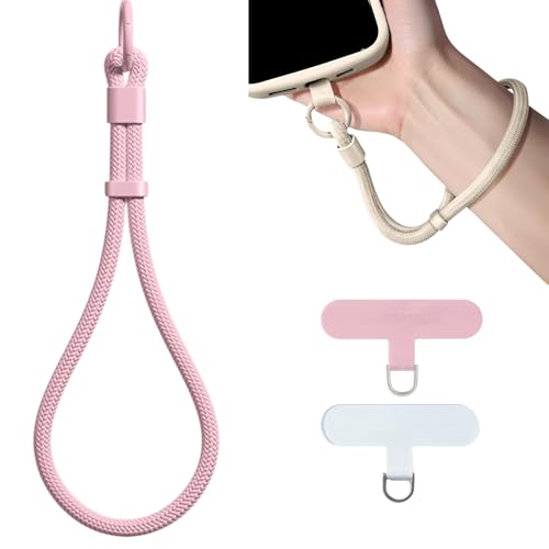 KIMAGIC Minimalist Wrist Strap Phone Lanyard, Anti-Drop, Includes 2 Types of Phone Tabs - color: 03 Sakura Pink