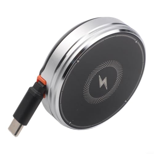 3‑in‑1 Magnetic Wireless Charger Stand, ABS Plastic, 15W 1‑Pack – Retractable Cable, Adjustable Angle Docking Station for Smartphone, Smartwatch & Earbuds(Black)