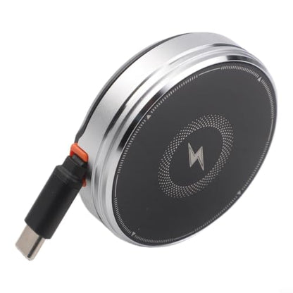 3‑in‑1 Magnetic Wireless Charger Stand, ABS Plastic, 15W 1‑Pack – Retractable Cable, Adjustable Angle Docking Station for Smartphone, Smartwatch & Earbuds(Black)