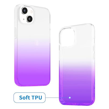 JJGoo Compatible with iPhone 15 Plus Case Clear, Soft Clear TPU Phone Cases, Shockproof Transparent Bumper Cover Slim Thin Phone Case, Gradient Purple - color: Gradient Purple