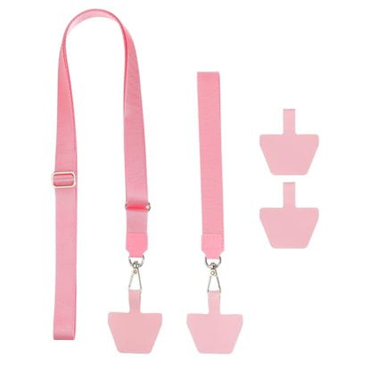 PATIKIL Smart Phone Lanyard with Wrist Strap and Patches for Most Smartphones ID Badges Keychain - color: Pink