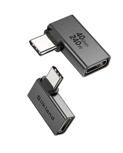 Silkland 40Gbps USB C 90 Degree Right Angle Adapter 2 Pack, 240W USB4 - style: Right Angle