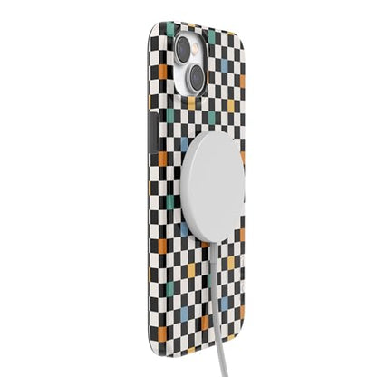 Casely iPhone 14 Plus Case | Old Skool | Retro Checkerboard | Compatible with MagSafe | Classic Ultra Slim Design - color: Old Skool | Retro Checkerboard