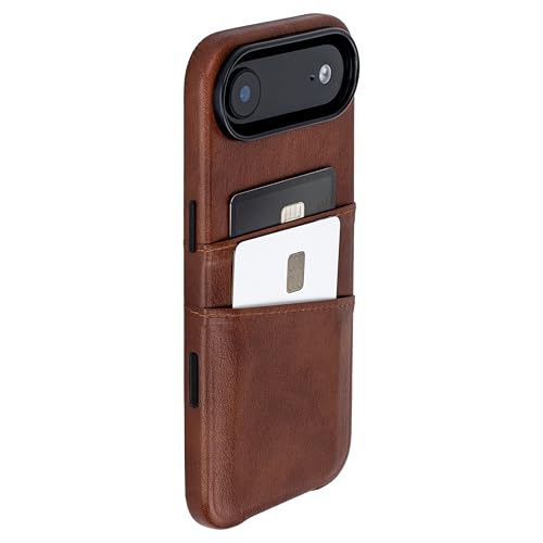 Dockem Card Case for iPhone 17 Air with Magnetic Mounting Plate, Camera Control Button, Wallet with 2 Holder Slots: M2 Exec Premium Synthetic Leather (Brown) - color: Brown, size: 17 Air