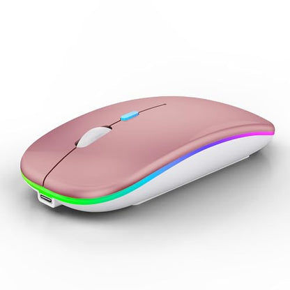 WREANU Wireless Bluetooth Mouse, Rechargeable Laptop Mice, Rose Gold - color: Rose Gold Wireless Bluetooth Mouse