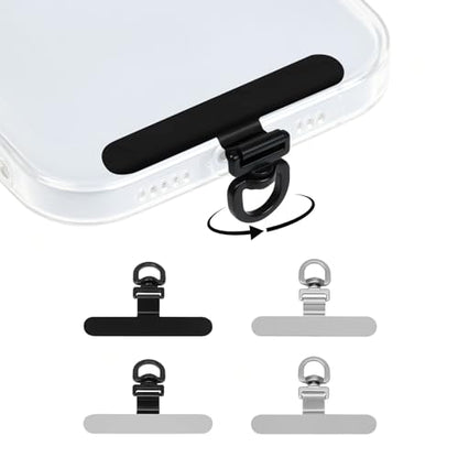 360° Swivel Heavy-Duty Metal Phone Tether Tabs - color: 2black2silver