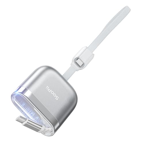 SOOPII 240W Single-Pull Retractable USB C to USB C Cable, 3.71FT, Silver - color: Silver, size: 3.71FT-1 Pack