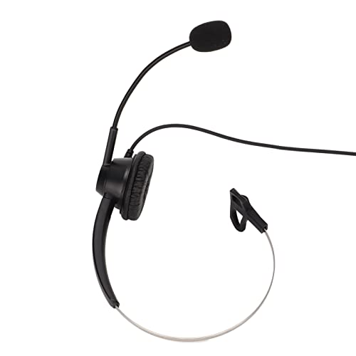 H360-3.5VA Single Sided Headset, Corded Monaural Headset with Noise Canceling Mic, Volume Adjustment and 4 x 3.5mm Elbow Plugs for Call Centers, Office and Home Use