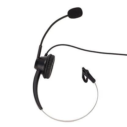 H360-3.5VA Single Sided Headset, Corded Monaural Headset with Noise Canceling Mic, Volume Adjustment and 4 x 3.5mm Elbow Plugs for Call Centers, Office and Home Use