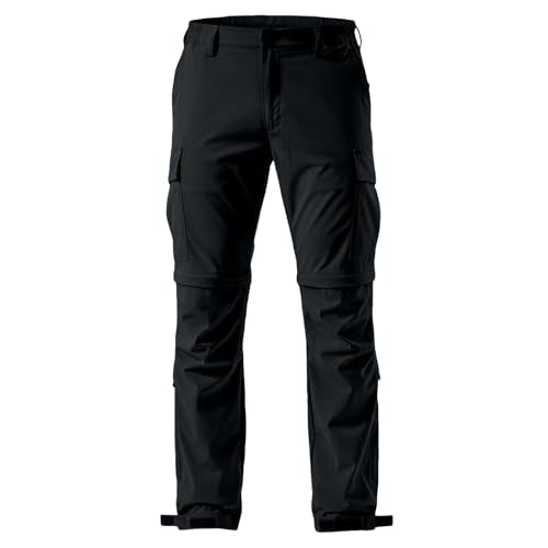 Mens Cargo Pants Convertible Zip-Off Waterproof Work Pants Lightweight with Multi Pockets Stretch Tactical Hiking Pant - color: 12#black, size: Small