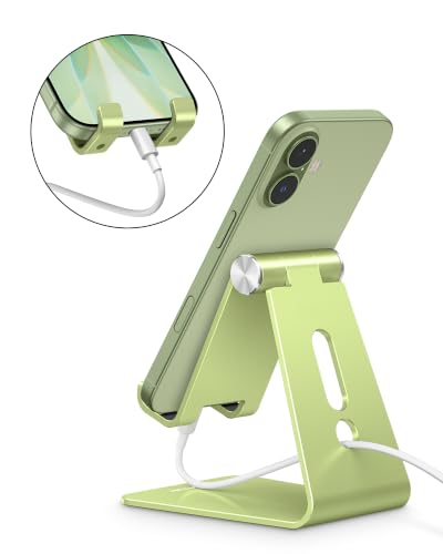 OMOTON C2 Adjustable Aluminum Cell Phone Stand with Charging Cutout, Green - color: Green