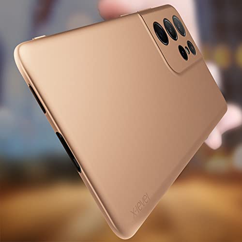 X-level for Samsung Galaxy S21 Ultra Case Slim Fit Soft TPU Super Ultra-Thin [Guardian Series] Phone Back Cover Light Protective Matte Finish Coating Cases Compatible with Galaxy S21 Ultra,Gold - color: Gold(Camera Updated)