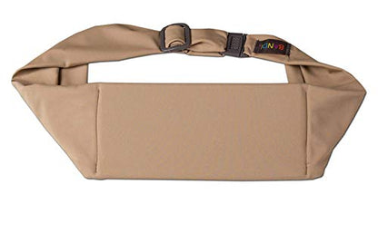 BANDI Running Belt for Women & Men – USA Made No-Bounce Adjustable Waist Pack & Secure Fanny Pack – Fits All Phones, Gels & Essentials – Zipper-Free, Medical Device Friendly - color: Taupe