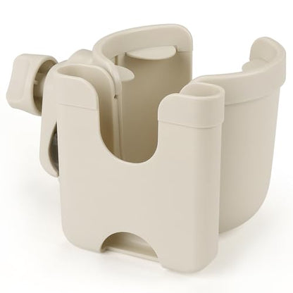 Accmor Stroller Cup Holder with Phone Holder, Bike Cup Holder, Universal Cup Holder for Uppababy Nuna Strollers, 2-in-1 Drinks Holder for Walker, Wheelchair, Scooter - color: All Off White