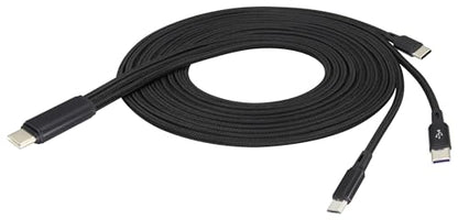 2Pack/4Ft 3 in 1 USB C Splitter Cable USB C 2.0 Male to Dual Type C Male+Micro USB Male Charge Cable 2A Fast Charge,Compatible for Most Mobile Phones and Tablets Devices(Black-2Type C+1Micro)