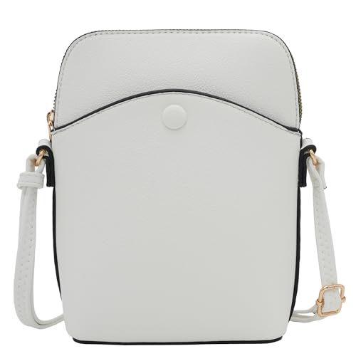 Small Crossbody Bag with Gold Hardware, Mini Shoulder Purse with Adjustable Strap - color: White