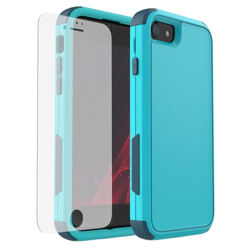 X-belmox Heavy Duty Phone Case for iPhone SE 3rd Gen with Screen Protector, 3 in 1 iPhone SE 2020/2022 Case [Shockproof] Rugged Protective [Drop Proof] for iPhone 7/8 case 4.7" - Turquoise Green - color: Turquoise