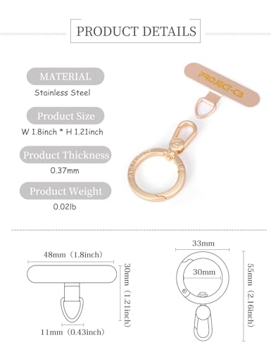 Phone Metal Tether Tab, Lanyard Patch, Phone Stand Key Ring, Ring Holder, Strap Tab - color: Pink, size: Spring