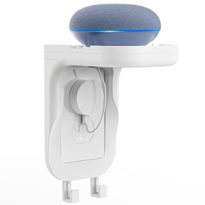 WALI Outlet Shelf Wall Holder, Fit for Duplex GFCI Decorative Outlet Shell A Space Saving for Smart Home, Speaker Mounts up to 20lbs with Cable Management (OSH002-W), White - size: Medium