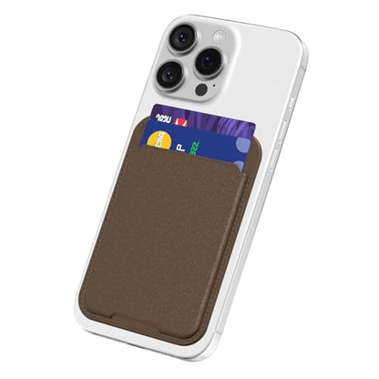 oakxco Phone Wallet Stick On, Slim Thin Adhesive ID Credit Card Holder Wallet Pocket Back of Phone Case, Hard Shell Plastic Sleeve Sticky Card Wallets Pouch for iPhone Samsung Pixel, Brown Fall - color: Brown