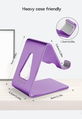 Aoviho Cell Phone Stand for Desk, Aluminum Phone Holder,Purple - color: Purple