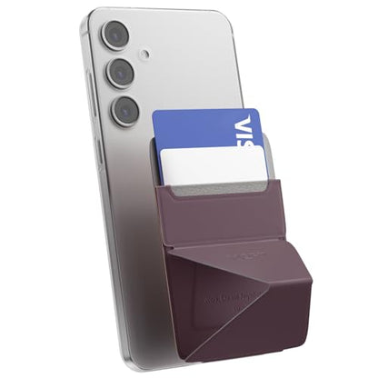 MOFT Phone Stand, Adhesive Card Holder Fits 2-3 Cards, Slim & Portable Leather Phone Wallet, 2 Viewing Angles, RFID Blocking, Compatible with iPhone, Galaxy and Most Smartphones - BlackBerry - color: Blackberry