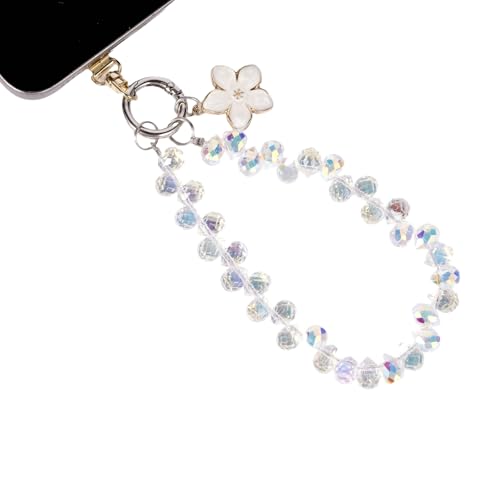 Long Pond Designer Cell Phone Wrist Strap, Anti-Lost Lanyard Wristlet Charm for iPhone 17 Pro Max&Most Cellphones, Detachable Bracelet - style: Crystal White